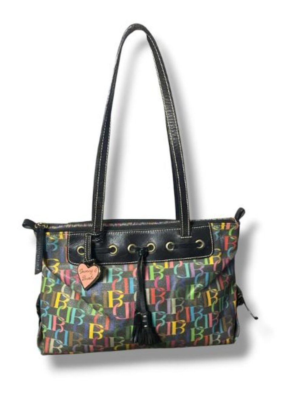 Vintage Y2K Dooney & Bourke Rainbow DB Monogram Tote Bag - RAINBOWZIP